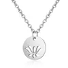 30PCS Stainless Steel Lotus Flower in Round Coin Necklace for Women Femme Minimalist Hollow Open OM Yoga Symbol Charm Pendant Chain Choker Collar Jewelry