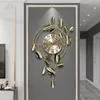 Relógios de parede Relógio de ferro forjado dourado Luxo Luxo Metal Silent Silent Room Restaurante Decoração de casa RELOJ DE PARED 3D