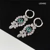 Luxury Gem Letter Charm Earrings Dinner Party Show Earndrops Ladies Emerald Crystal Pendant Studs With Present Box