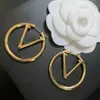 Fashion Hoop Earrings 3/4/5CM Classic Letter 2colors gold and silver Big Circle Simple Earrings Initial Womens Ladies Jewelry