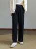 Pantaloni da donna DUSHU Pantaloni da lavoro a maglia larghi invernali casual a gamba dritta neri Pantaloni a vita regolabile 220325