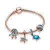Buipoey Ocean Collection Blue Turtle Seahorse Narwhal Beaded Dolphin Charm Bracelets for Boys girl original kild child bracelet 220726
