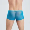 Underpants Patchwork Mesh Boxer Briefs Mens Seamless Panties Sheer Shorts Sexy Male Translucent Stretch Soft UnderwearUnderpants