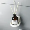 Wall-Mounted Bathroom Bottle Holder White Round ABS Simple No Drilling Traceless Storage Shelf Multifunctional Waterproof Lightweight