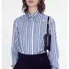 Women's Blouses & Shirts Blue And White Striped Shirt 2022 Spring Summer Fashion Simple Slim Commuter Loose Straight Top WomenWomen's