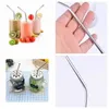 Metal Reusable 304 Stainless Steel Straws Straight Bent Drinking Straw With Case Cleaning Brush Set Party Bar accessory C0612X03