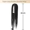 NXY Hair Wigs Kalyss 36 pouces Full Lace Front sans nœuds perruques tressées avec des cheveux de bébé perruque de tresses synthétiques super longues pour noir 5874780