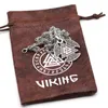 Colares pendentes homens nórdicos viking vegvisir bússola odin símbolo colar de talismã com figt bagpenda