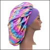 Bonnet / Skl Casquettes Chapeaux Chapeaux Foulards Gants Accessoires De Mode Colorf Large Bande Extra Large Satin Bonnet Sommeil Femmes Dh708