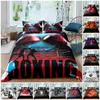 Boxen-Bettbezug-Set, Sportspiele-Thema, Twin-Bettwäsche, Handschuhe, Sportler-Silhouette-Muster, Queen-King-Size-Steppdecke