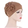 Gorro Feio/crânio Caps Mulheres Mulheres Solid Color Feanie Cap Two Applique Side Muslim India Hat Ruffle Cancer Chemo Stretch Turban Hats