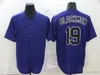 Movie College Baseball Wears Jerseys 홈 어웨이 19 CharlieBlackmon 28 NolanArenado 27 TrevorStory Slap All Stitched Away 통기성 스포츠 세일 고품질