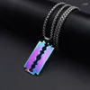 Pendant Necklaces FIREBROS 2022 Fashion Street Hip-Hop Rock Jewerly Men Women Stainless Steel Flame Quenched Razor Blade Elle22