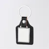 Thermal Transter DIY sublimation blank leather keychains square round oval keychain photo frame keyring Silver Plated Alloy Car Key Ring Souvenir Lovers Jewelry