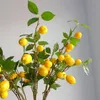 Couronnes de fleurs décoratives trois branches d'arbres fruitiers combinées plante artificielle branche jaune plantes d'imitation brindille décorative décorative