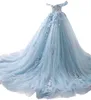 레이스 Quinceanera 드레스 어깨 얇은 명주 그물 공식 이브닝 가운 공주 댄스 파티 롱 파티 스위트 16 Gownvestidos de 15 anos bq04