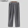 Мужские прямые брюки для бега, уличная одежда, однотонные свободные корейские модные повседневные брюки, мужские брюки 2022, Pantalones Hombre INCERUN S-5XL 0615