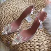 Sandálias de PVC transparentes Mulheres apontadas com copo de cristal claro Stilettos Stilettos Sexy Sapatos de verão Sapatos Espie dedo do pé 43 220602