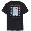 BGJS FSHION Erkekler Pamuk Tshirt Kısa Kollu Erkek Siyah Nedensel Oneck Summer Smile Street Giyim Japonya Tarzı Güneş Dalgaları 220521