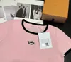 612 2022 Runway Summer Brand Stesso stile T Shirt Girocollo Manica corta Pullover rosa Maglioni da donna feiting