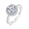 웨딩 링 디자인 실버 925 스털링 2ct 화려한 라운드 컷 Moissanite Lady Ring