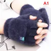 Five Fingers Gloves 1Pair Plush Fingerless Flip Warm Winter Students Women Girl Cute Style Keep Half Finger Daily GlovesForWinter