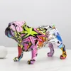 Painting Graffiti English Bulldog Resin Crafts Nordic Home Decoration Creative Wine Cabinet Office Decor Ornament 220329