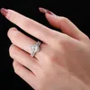 Luxo 2pcs/set grow water gota 5a zirconia real 925 Sterling Silver Ring Jewelry Designer Ring para mulher noivado de casamento de festas Anéis de diamante branco com caixa de presente Tamanho 5-9