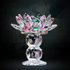 Candle Holders Colorful Crystal Lotus Tea Holder 4.5 Inch For Home Decor Buddhist Prayer GatheringCandle