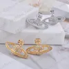 Pin Saturn Ohrringe Frauen Designer Schmuck Ohrring -Hengst mit Diamant Kupfer Gold für Hochzeitsgeschenke plattiert