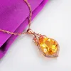 Forma de gota de pingente de citrina 18k Pingente de diamante amarelo de ouro rosa 18k colorido de jóias colorido de jóias