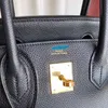 Handväska Emmas Woman's Designer väskor full hand Sying Wax Thread Birkin25 Black Gold Togo Leather Platinum Bag High-klass Luxu316y