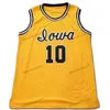 Nikivip özel retro bj armstrong #10 Iowa Hawkeyes College Basketball Forma Erkekler Sarı Sarı herhangi bir isim numarası S-4XL Yelek Formaları