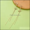 Dangle Lustre Boucles D'oreilles Bijoux Mode Long Gland Creux Double Papillon Boucle D'oreille 925 Sterling Sier Aiguille Pour Les Femmes En Gros Drop D