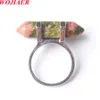 Hexagonal Finger Rings Natural Fashion Jewelry For Women Young Girl Gift Quartzs Stone Jewelry Wholesal BZ912