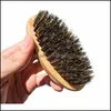 Party Favor Event Supplies Festive Home Garden Bamboo Beard Brush Boar Bristles Wooden Oval Facial Cleaning Men Grooming No Handle Hair Br