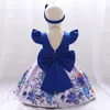 Kızın Elbiseleri 2022 Vintage Çiçek Baptizm İlk 1. Doğum Günü Elbise Bebek Kız Giyim için Prenses Parti Backless Kıyafeti 1-8 Yıl