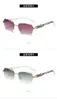 Lunettes de soleil marque de mode Designer rétro Rectangle sans monture teinté Protection UV lunettes de soleil marbre Grain métal pour hommes femmes lunettes de soleil