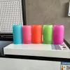 En gros 16 oz Sublimation Changement d'eau froide Gobelet en verre avec couvercle en bambou Paille en plastique Transfert de chaleur Bouteille d'eau DIY Tasses à café 6 couleurs