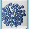 Pendentif Colliers Pendentifs Bijoux Charmes Bleu Agat Pierre Naturelle Amour Coeur 16Mm Boucle D'oreille Collier En Gros 50 Pcs Dhmev