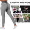 Yoga outfit kvinnor leggings byxor sömlösa sidor ficka lyftning fitness leggins214g