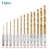 Titanium Coated HSS Helical Drill Bits High Speed Steel Helical Drill Bits Set with Hex Rod