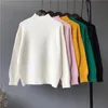 Suéter de invierno para mujer, suéter informal de cuello alto, suéteres para mujer, suéter blanco de manga larga, suéter elegante de punto para mujer 201203