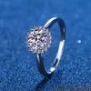 100 Flower Engagement Ring 14K Gold Plated Sterling Silver Round Diamond Halo Wedding Rings for Women Bridal Jewelry 2208136188513
