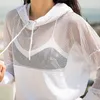 Blesskiss Mesh Yoga Top Sport Shirt Fitness Womenサマーフード付き長袖スポーツウェアレディースワークアウトジムTシャツ