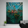 Tapisserier Boho Decor Anime Wall Hanging Tapestry Illustration Oljemålning Konst affisch Kawaii Rum Hemma Muraltapestries