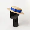 Szerokie brzegowe czapki naturalne słomki Rafi swobodny prosty w stylu college'u płytki płaski top dekoracja fedoras fedoras hatwide