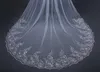 Magnifique 3M 4M 5M Blanc Ivoire Cathédrale Voiles De Mariage avec Peigne Une Couche Dentelle Applique Bord Paillettes Long Train Voiles De Mariée Accessoire De Mariage pour La Mariée