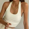 Women's Tanks & Camis White Sexy Backless Halter Tops For Women Streetwear 2022 Sleeveless Black Ribbed Knit Crop Top Tank TopWomen's