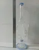 17 inch Blue Glass Water Bong Hookahs with Honeycomb Filters Recycler Oil Dab Rigs Smoking Pipes for male 14mm joint